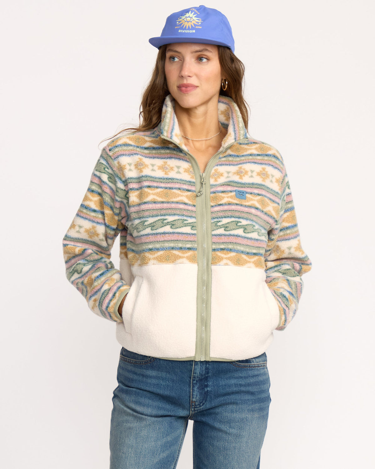 A/Div Rock Jetty Mock Neck Zip Sherpa Fleece - Whitecap