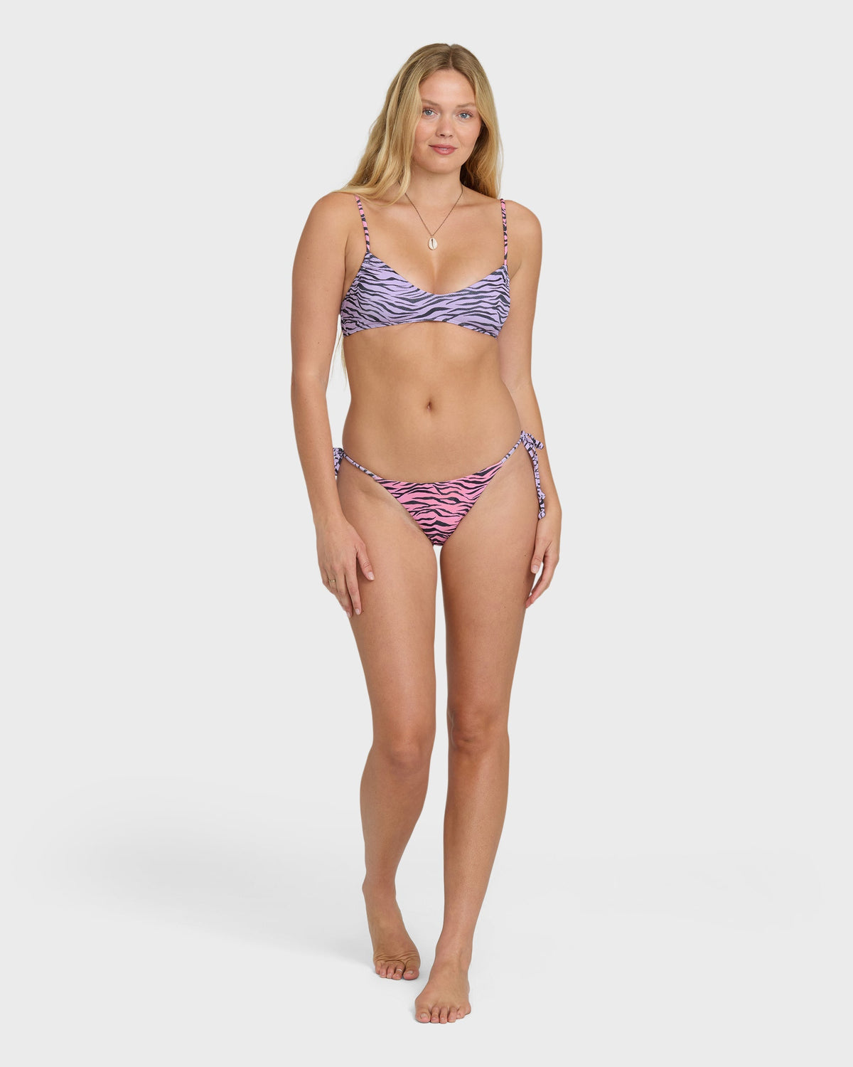 Pretty Wild Tie-Side Tanga Bikini Bottoms - Pink Sunset