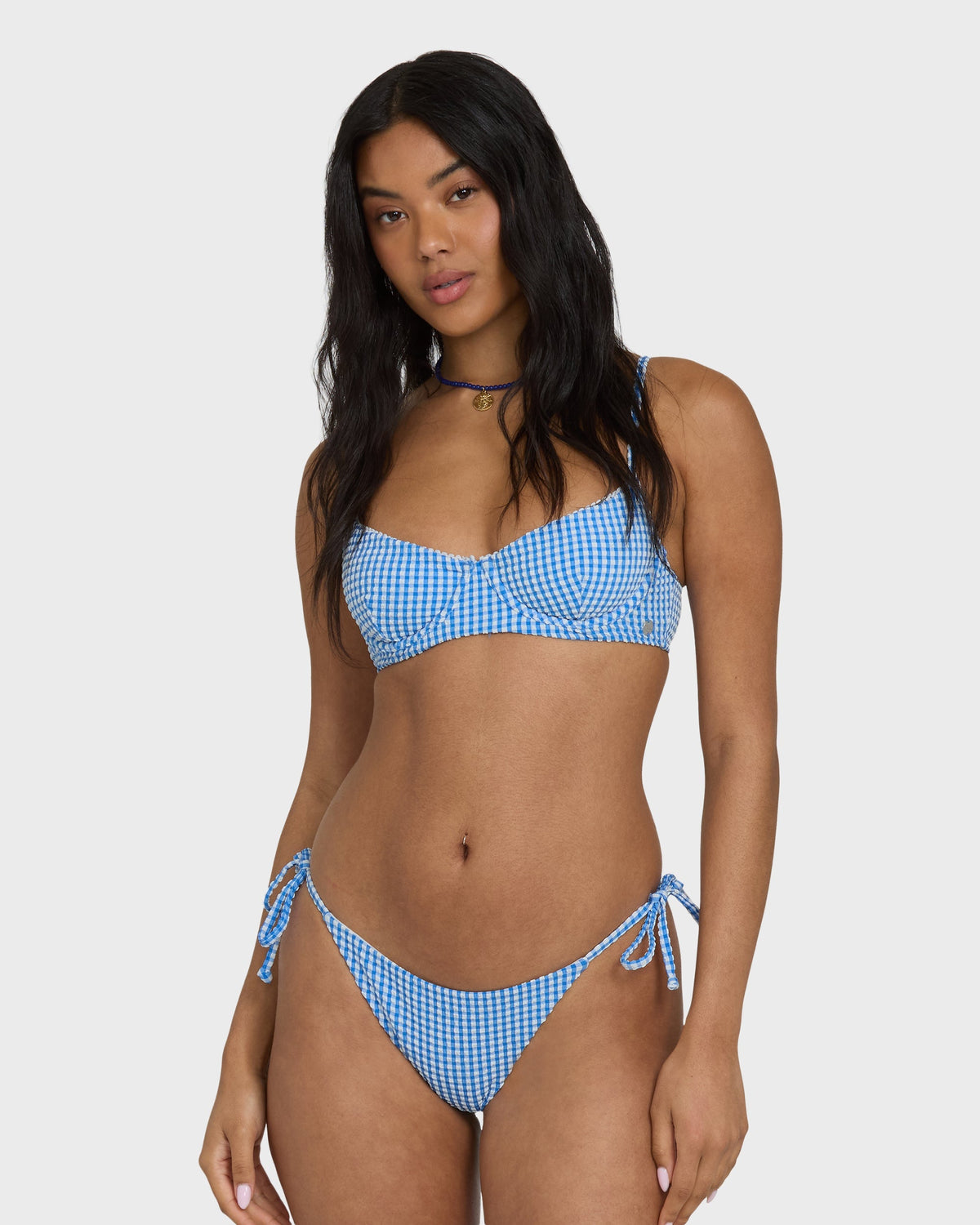 Mini Wave Check Helena Underwire Bikini Top - True Blue