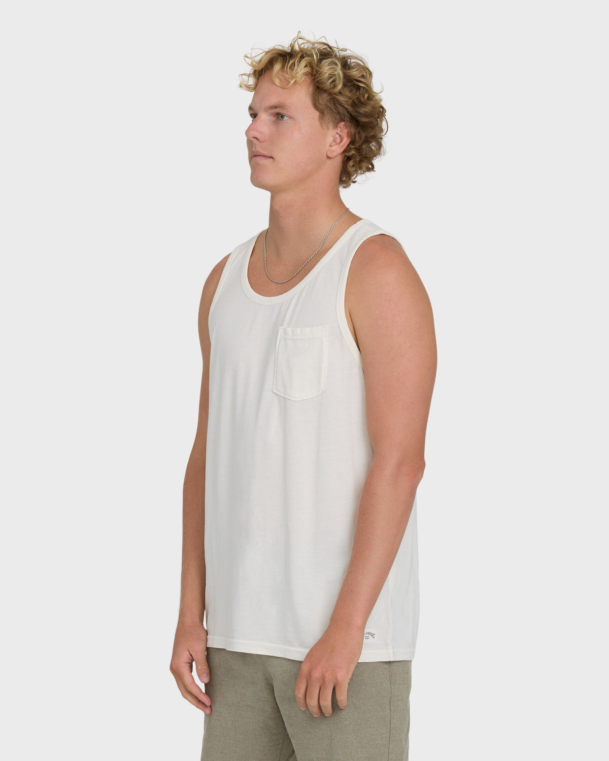 Essential Pocket Wave Washed Premium Tank Top - Off White