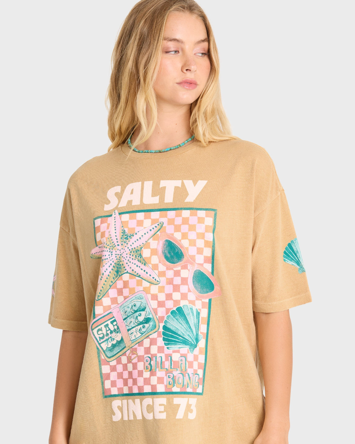 Salty Since Short Sleeve Cotton Graphic T-Shirt - Curry